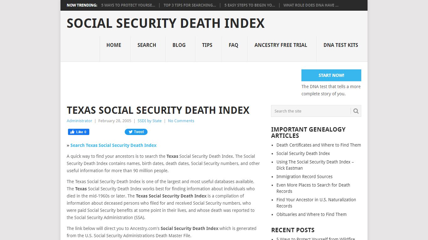 Texas Social Security Death Index
